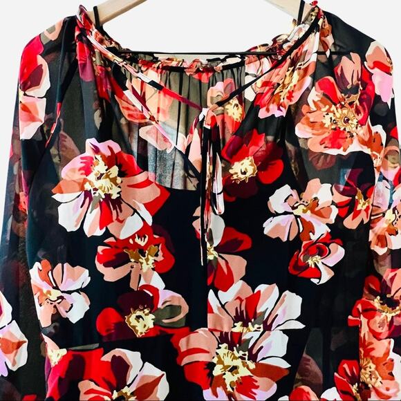 MADEWELL Bohemian Black & Red Floral Rose Summer Dress – Medium - Picture 11 of 15